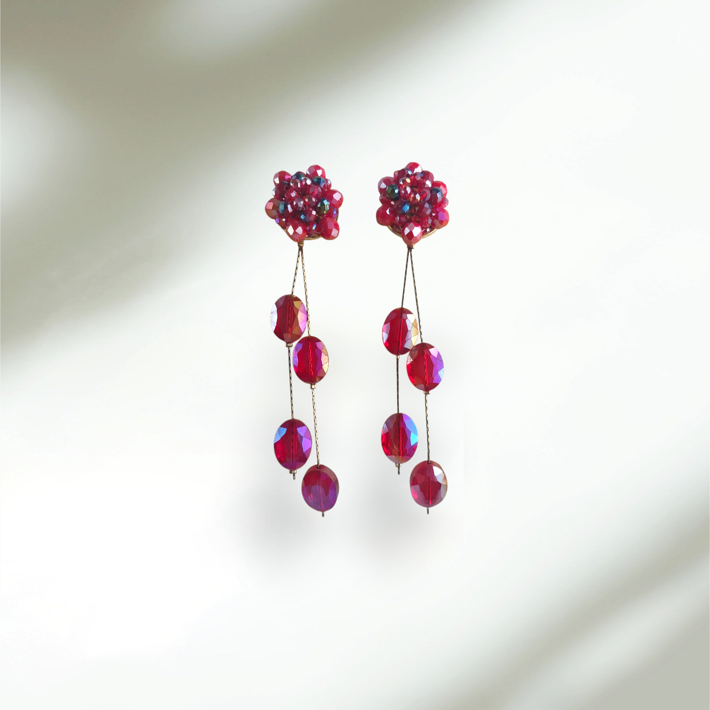 Cluster Red Drop Earrings