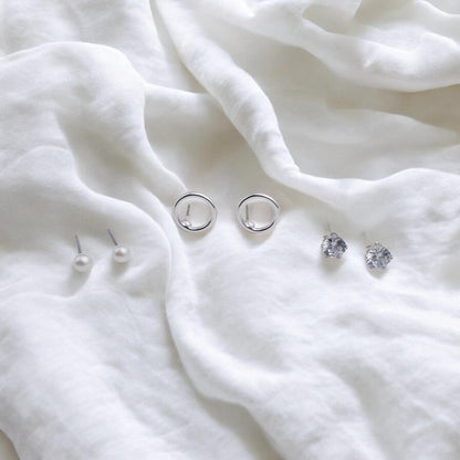 Trio Stud Earrings-(Set of Three Earrings Stud Set)