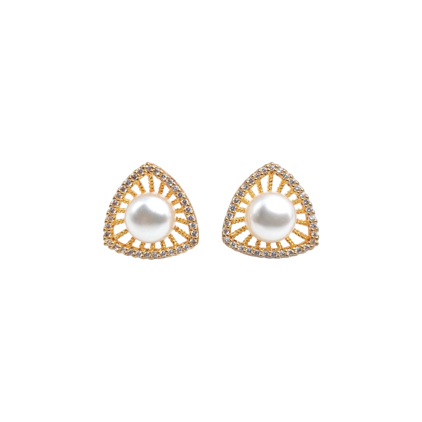 Curve Triangle with Pearl Earrings