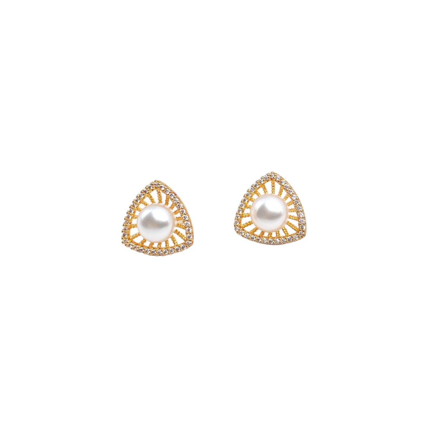 Curve Triangle with Pearl Earrings