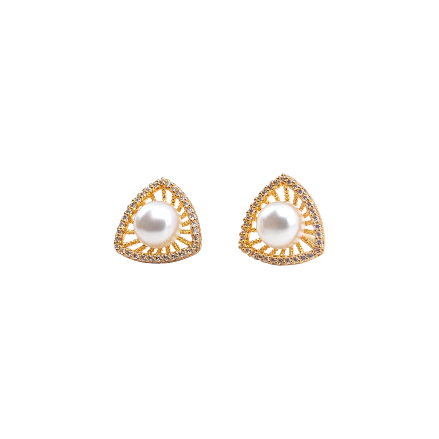 Curve Triangle with Pearl Earrings