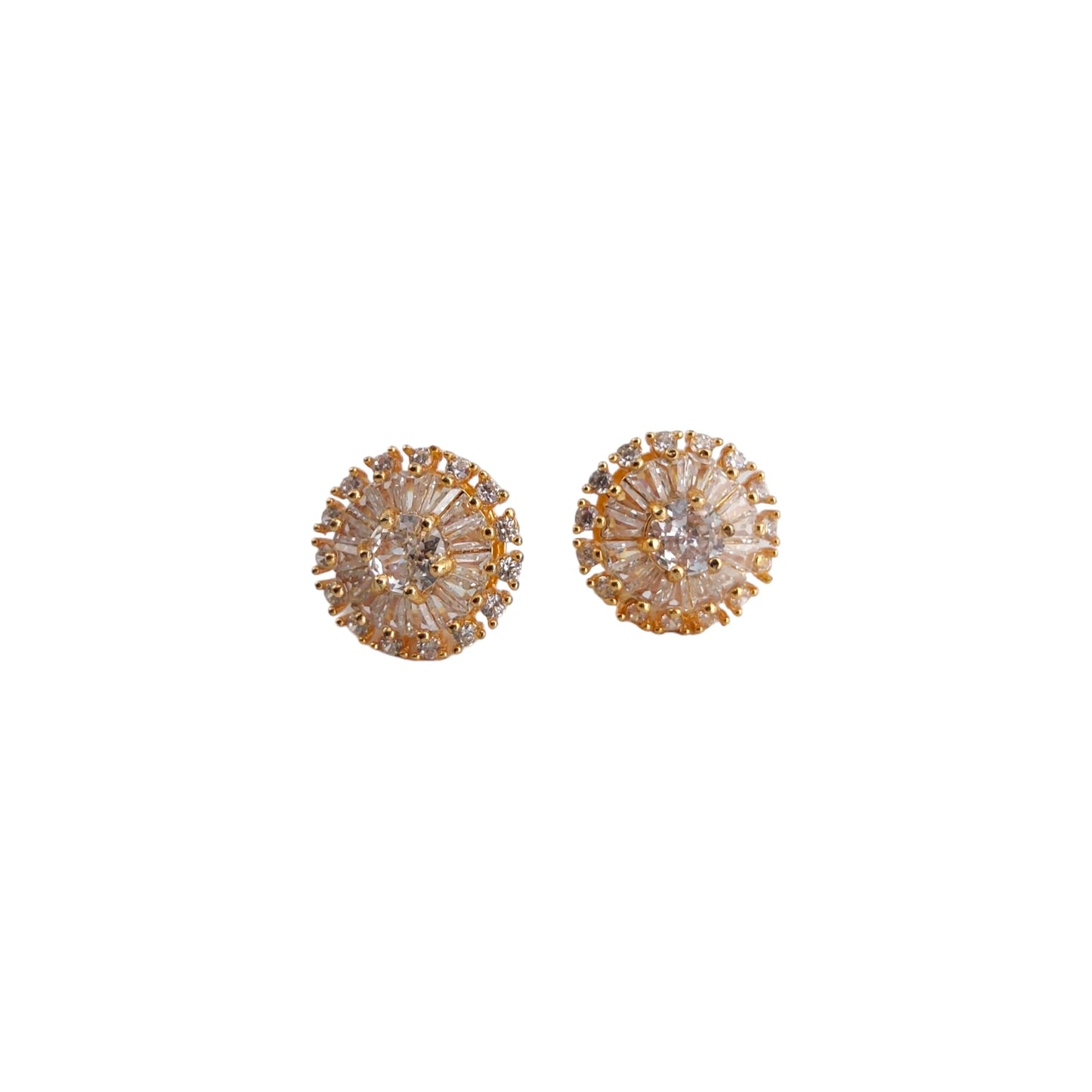 Round Shaped Earrings with Crystal Clear Stones