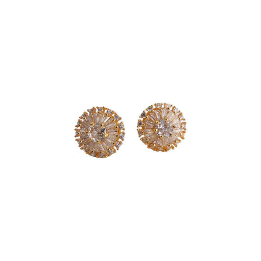 Round Shaped Earrings with Crystal Clear Stones