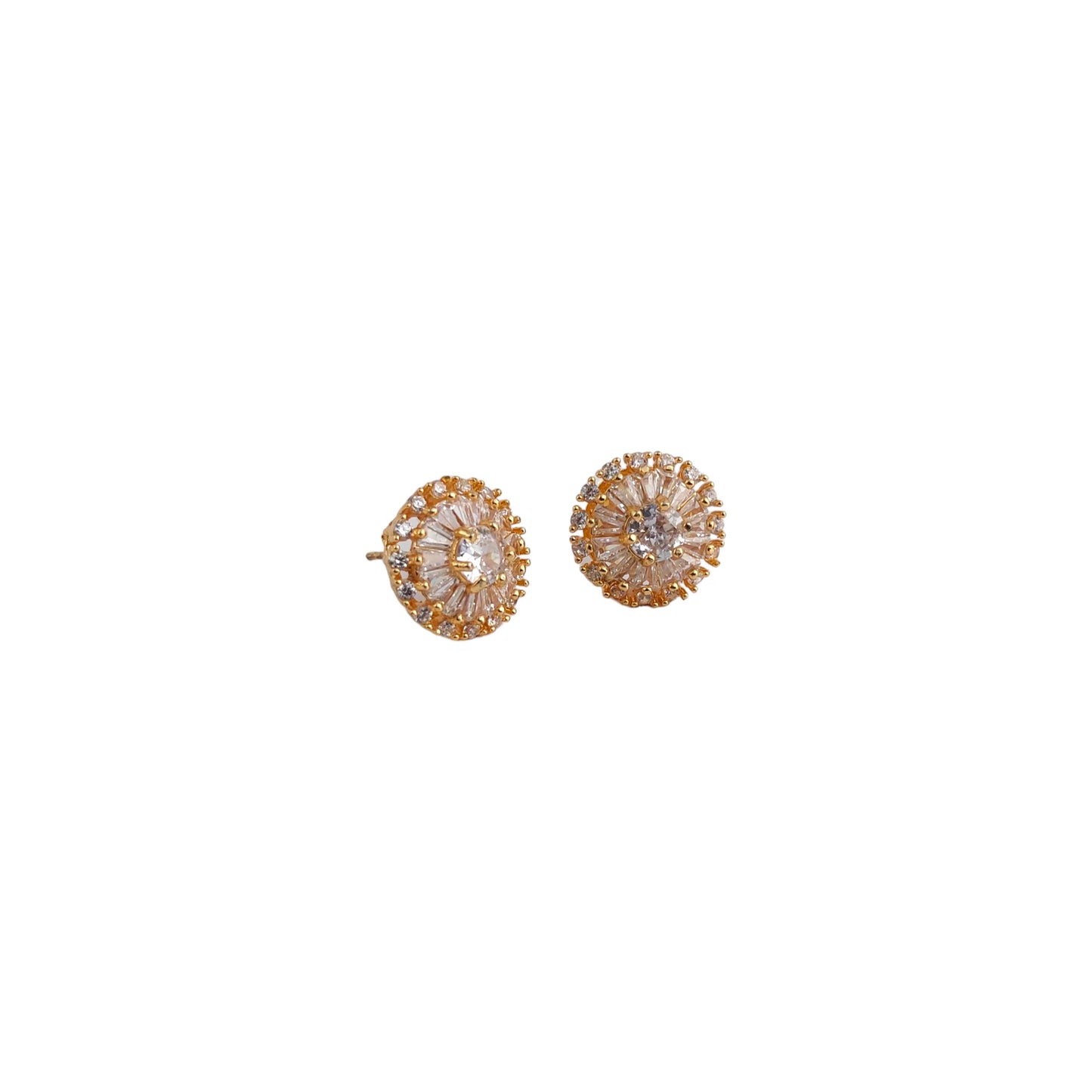 Round Shaped Earrings with Crystal Clear Stones