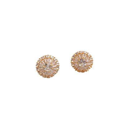 Round Shaped Earrings with Crystal Clear Stones