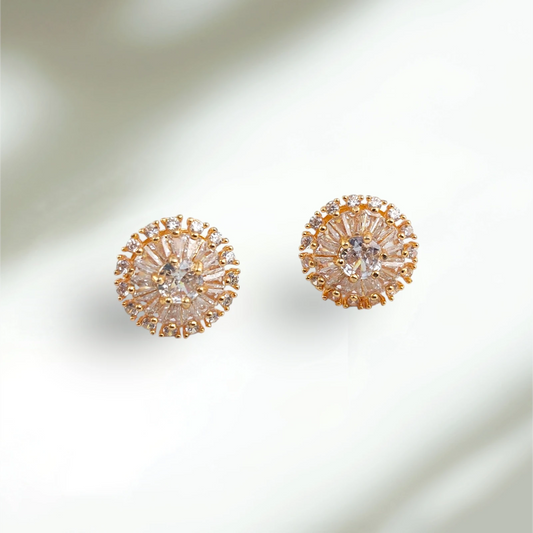 Round Shaped Earrings with Crystal Clear Stones