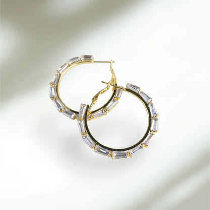Baguette Crystal Hoops