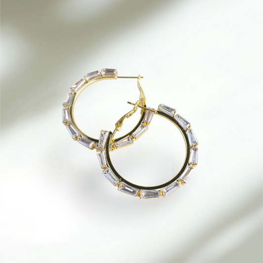 Baguette Crystal Hoops