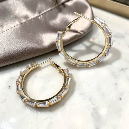 Baguette Crystal Hoops