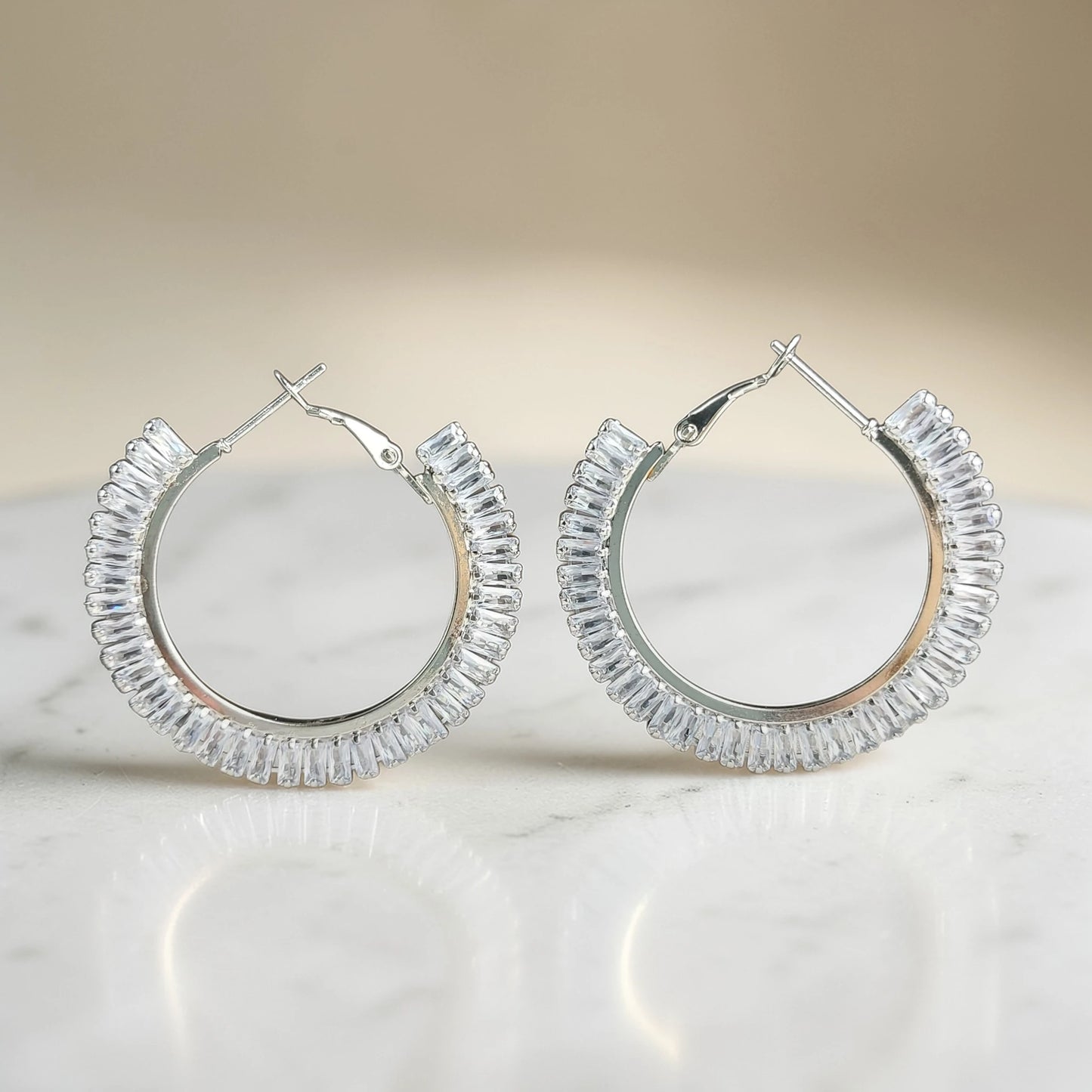 Iced Baguette Hoops