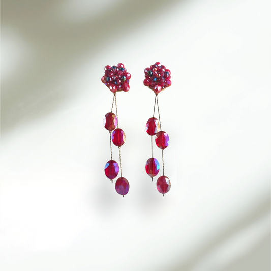 Cluster Red Drop Earrings