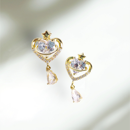 Crown Heart Earrings