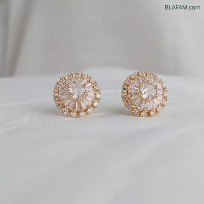 Round Shaped Earrings with Crystal Clear Stones